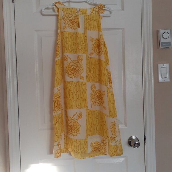 Anthropologie 9-H15 StCL Women's Size 6 Yellow Silk Blend Floral Shift Dress - Picture 3 of 12
